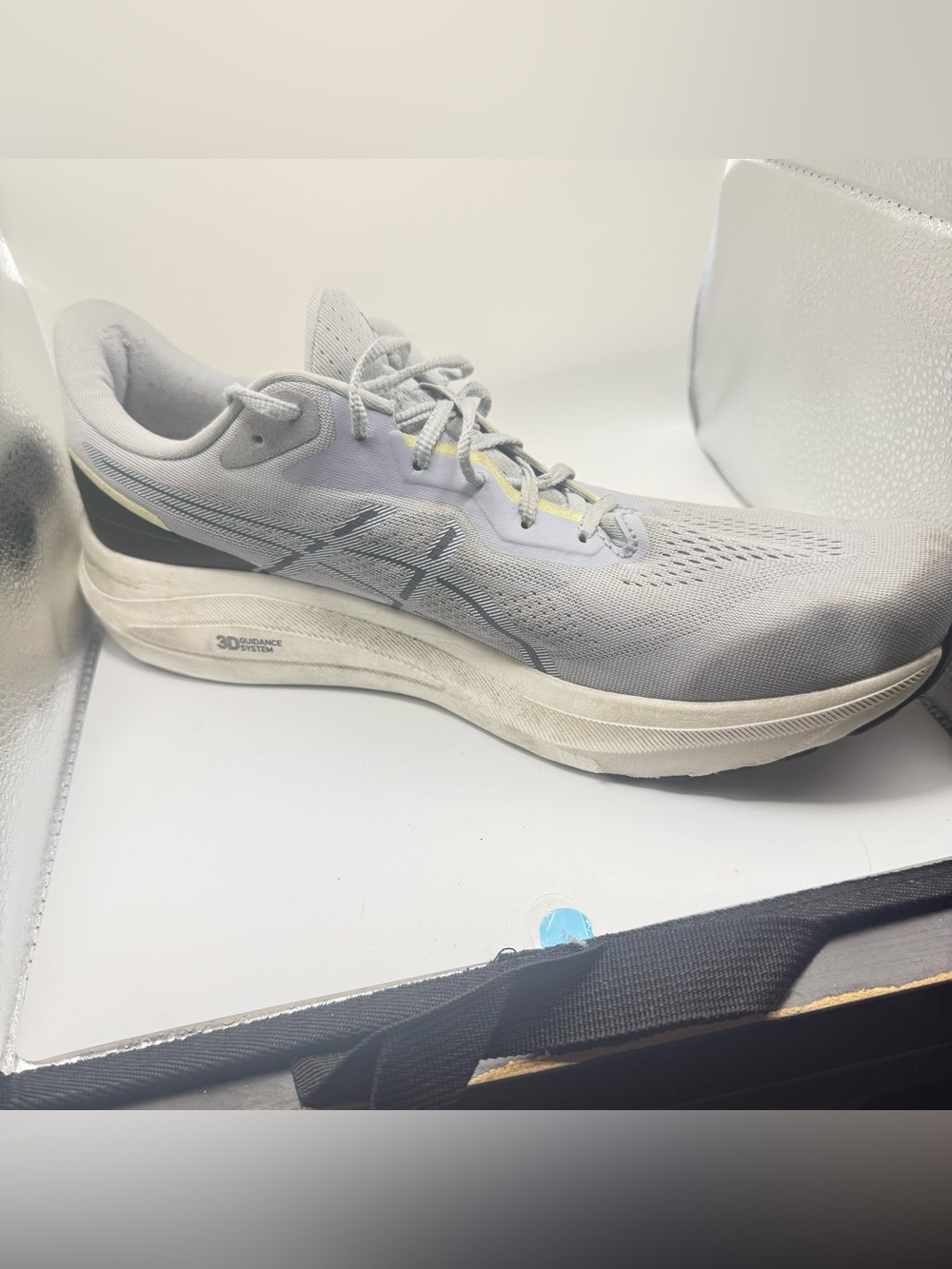 ASICS Light Gray and Pale Yellow Mesh Running Shoes - Picture 4 of 8